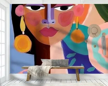 Kleurrijk, modern en abstract portret (gezien bij vtwonen) Wyprzedaż