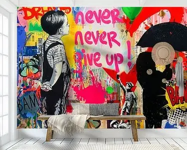 Niska cena Banksy Hommage - Geef nooit op - Volg je droom Ultra HD