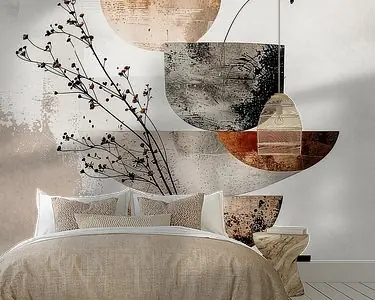 Niska cena Minimalistisch abstract kunstwerk in aardetinten, Japandi & Scandinavische stijl