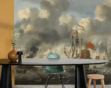 VOC Zeeslag schilderij: Het verbranden van de Engelse vloot voor Chatham, 20 juni 1667, Peter van de Promocja