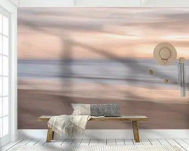 Autentyczny Long exposure abstract beige en blauw pastel art print - neutrale kleuren natuurfotografie