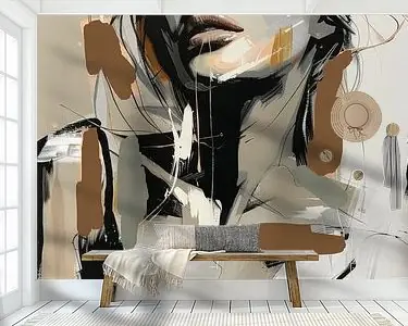 Modern en abstract portret in aardetinten. Ostatnia szansa