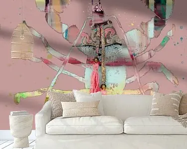 Oryginalny Kreeft schilderij. Oud roze.