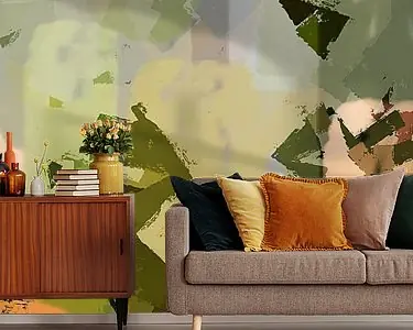 Tani Botanische schittering. Abstract landschap in smaragdgroen, terra.