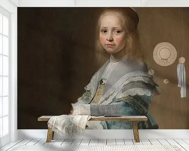Oryginalny Portret van een meisje in het blauw, Johannes Cornelisz. Verspronck