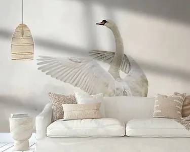 Zwaan In Abstract Water Landschap Schilderij Nowość