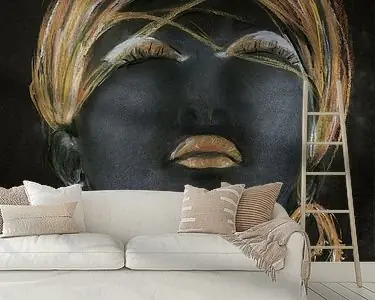 Portret van een Afrikaanse vrouw met goud. Handgeschilderd. Niska cena