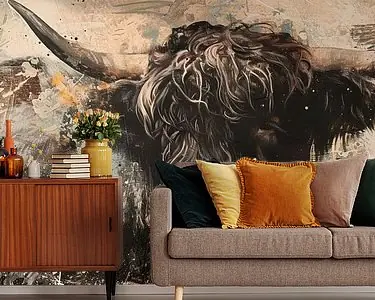 Premium Schotse Hooglander Koe | Schotse Hooglander abstract schilderij