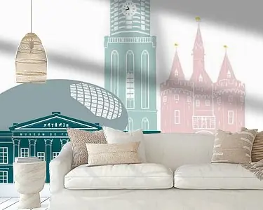 Skyline illustratie stad Zwolle in kleur Tani