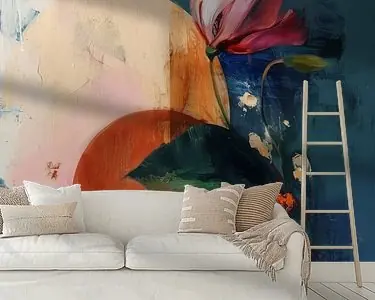 Abstracte bloemen in warme pastelkleuren Szybka dostawa