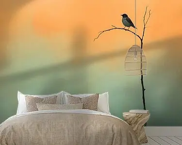 Vogel tussen kleurrijke mist Ekspresowa dostawa