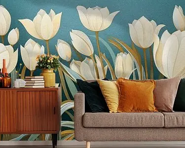 Premium Een Tulpenveld in Jugendstil Stijl