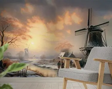 Hollands winterlandschap schilderij met molen Ostatnia szansa