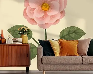 Damascenerroos, botanische illustratie in minimalistische stijl Tylko dziś