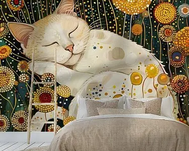 Flower Gardenmet Kat in de stijl van Gustav Klimt Oferta limitowana