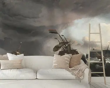 Promocja Oorlogsschepen tijdens een storm, Ludolf Bakhuysen