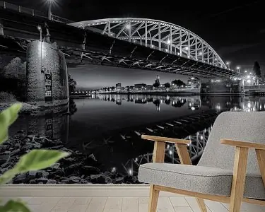 De Arnhemse John Frostbrug aan de Rijn in zwart en wit Rabat