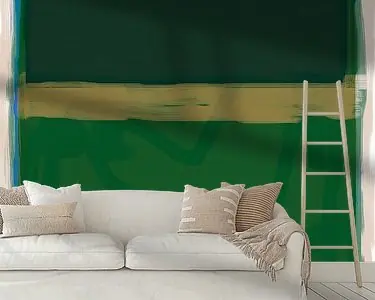 Rabat Abstract schilderij in groentinten en kleurvlakken