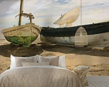 Wysoka jakość Vissersboten op het strand, Valencia, Joaquín Sorolla