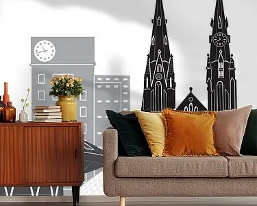 Nowość Skyline illustratie stad Eindhoven zwart-wit-grijs