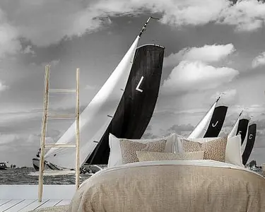 Skûtsjesilen Lemmer op kop \\u2013 Zwart-Wit Fotokunst Popularny