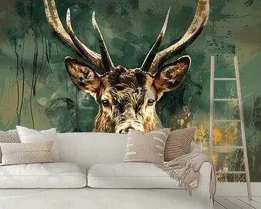 Abstracte schilderij van hert met kleuren Bezpieczna płatność