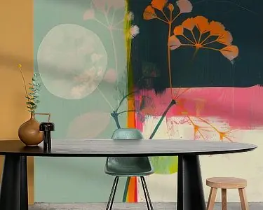 Botanisch abstract met neon accenten Oryginalny