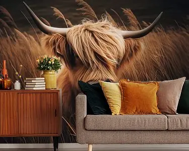 Hooglander rund in hoge grassen Kup teraz