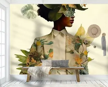 Niska cena Modern portret in groen en geel tinten