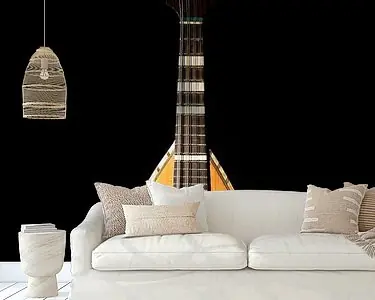 Promocja Napolitaanse mandoline tegen zwarte achtergrond