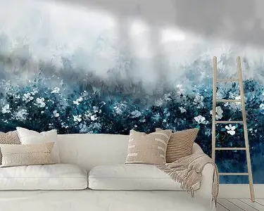 Szybka dostawa Abstract bloemenveld in blauwe tinten