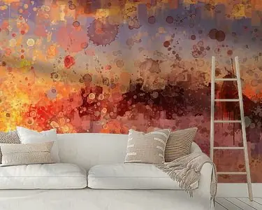 Darmowa dostawa Splatter III Molen in de schemering | Abstract schilderij van een zonsondergang aan het water