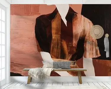 Abstract portret in aardetinten Autentyczny