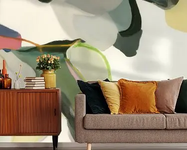 Botanisch abstract in aardetinten Premium