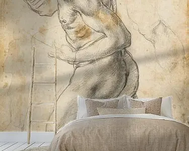 Michelangelo Buonarroti, Studie van een mannelijk naakt, 1504 Autentyczny