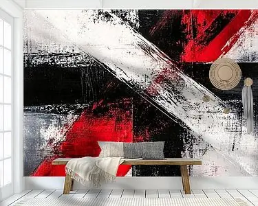 Nowość Dynamisch abstract schilderij in rood