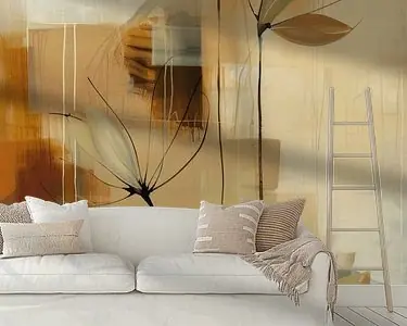 Wysoka jakość Botanisch abstract in aardetinten, Japandi stijl