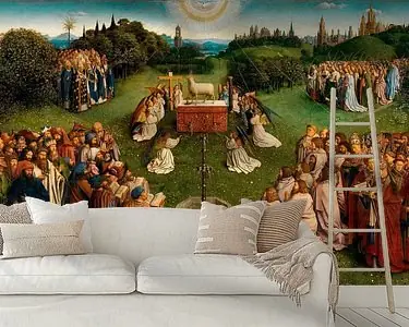 Premium Jan van Eyck, Het Lam Gods centraal paneel met de aanbidding, 1432