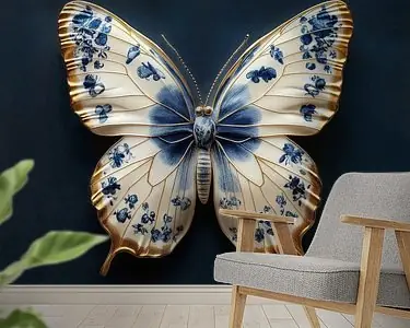 Porseleinen Delfts Blauwe Vlinder 2 Ekspresowa dostawa
