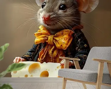 Niska cena Muis portret met een stukje kaas