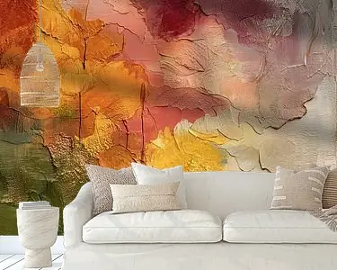 Abstract schilderij met vurige oranje en rode tinten, verweven met aardse diepte Zwrot pieniędzy