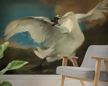 Szybka dostawa De bedreigde zwaan, zonder tekst en opnieuw geschilderd, naar het schilderij van Jan Asselijn,