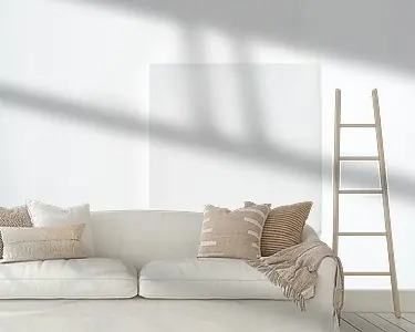 Premium Wit vierkant op een witte muur