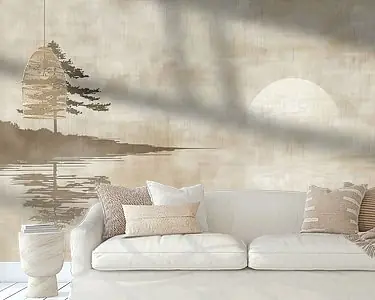 Landschapsschilderij Sepia | Sepia Serenity Rabat