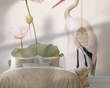 Promocja Japandi, grote Witte Reiger en Waterlelie