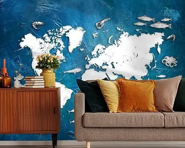 Oferta wereldkaart zeeleven blauw #kaart