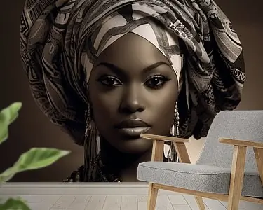 Portret: Afrikaanse vrouw met hoofddoek Popularny