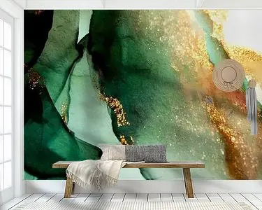 Oferta Botanical Brilliance | Botanische Schoonheid - Abstract aquarel in emerald \\/ smaragd groen en goud