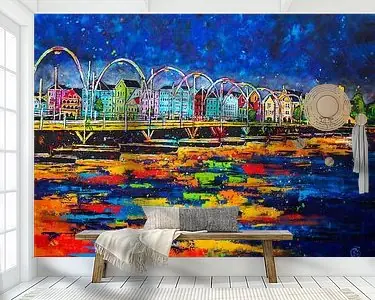 Pontjesbrug Curaçao bij avond Ekspresowa dostawa