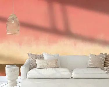 Premium Kleurrijk abstract minimalistisch landschap in roze, zalm, bruin en natuurlijk geel